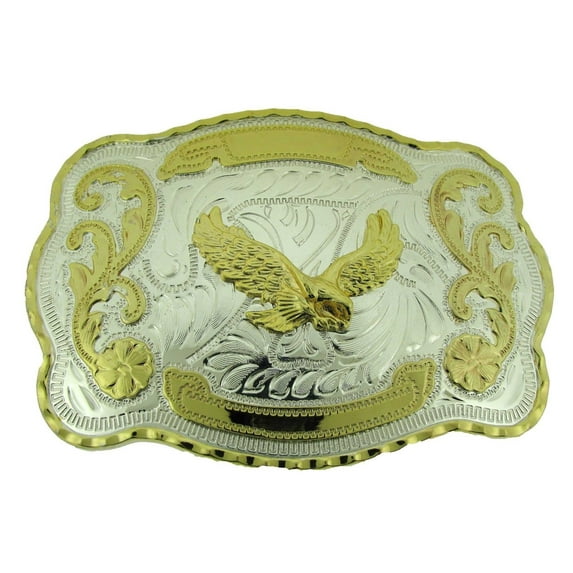 Eagle Belt Buckle Texas US Style Rodeo Western Gold Silver Metal Square Finished