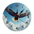 thumbnail image 1 of Eagle Bird Flying Wall Clock 10 Inch Silent Non Ticking Round Wooden Clock Decoration for Living Room Kitchen Bedroom Bathroom Office Classroom, 1 of 8
