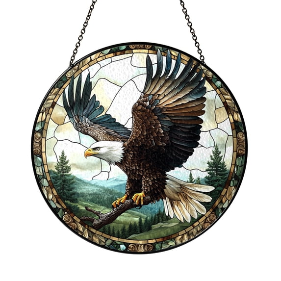 Eagle Bird Stained Glass Window Hanging Suncatcher Bright Patriotic ...