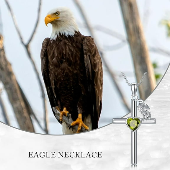 Eagle Birthstone Cross Necklace For Women 925 Sterling Silver Eagle Cross Pendant Necklace Jewelry Gift For Women
