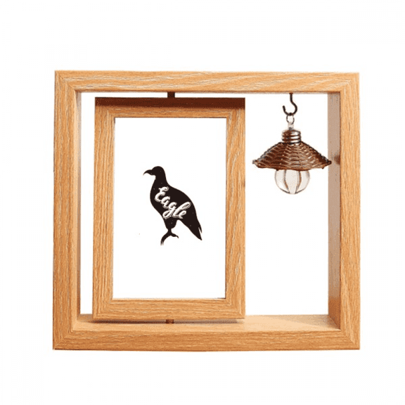 Eagle Black And White Animal Wooden Rotating Picture Photo Frame 4x6