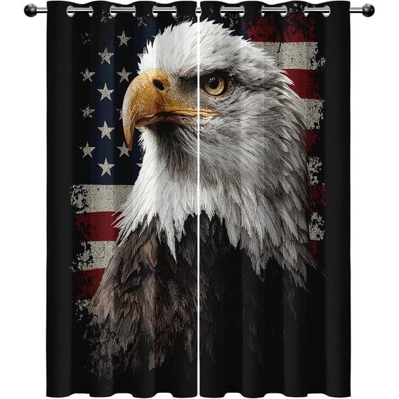 Eagle Blackout Curtains, Patriotic American Flag Window Drapes for Bedroom Living Room Kitchen, USA Theme Curtains 53"W x 96"L (2 Pack)