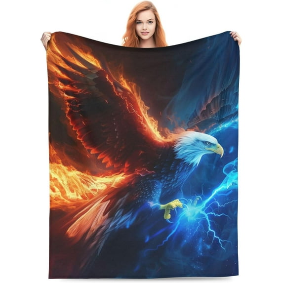Eagle Blanket for Adults Men, Flannel Eagle Blankets Gifts, American Flag Eagle Throw Blanket for Sofa Couch Bed Living Room Soft Warm Cozy Eagle Decor 60" x 50"
