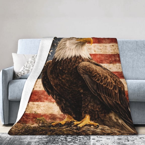 Eagle Blanket Gift Throw Blanket Cozy Soft Patriotic American Flag Pattern Blanket Gift for Veterans Men Home Decor 50x40