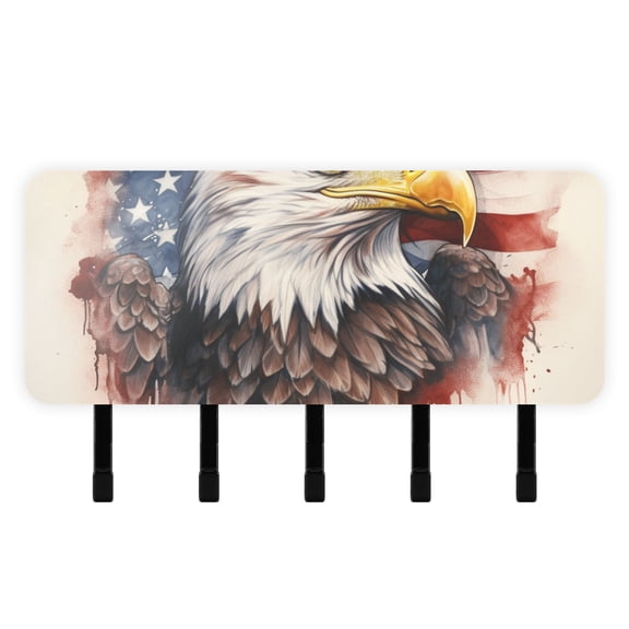 Eagle Blood American Flag Mail Holder Organizer Wall Mount with Shelf Key Holder Key Rack with 5 Key Hooks for Wall Decorative
