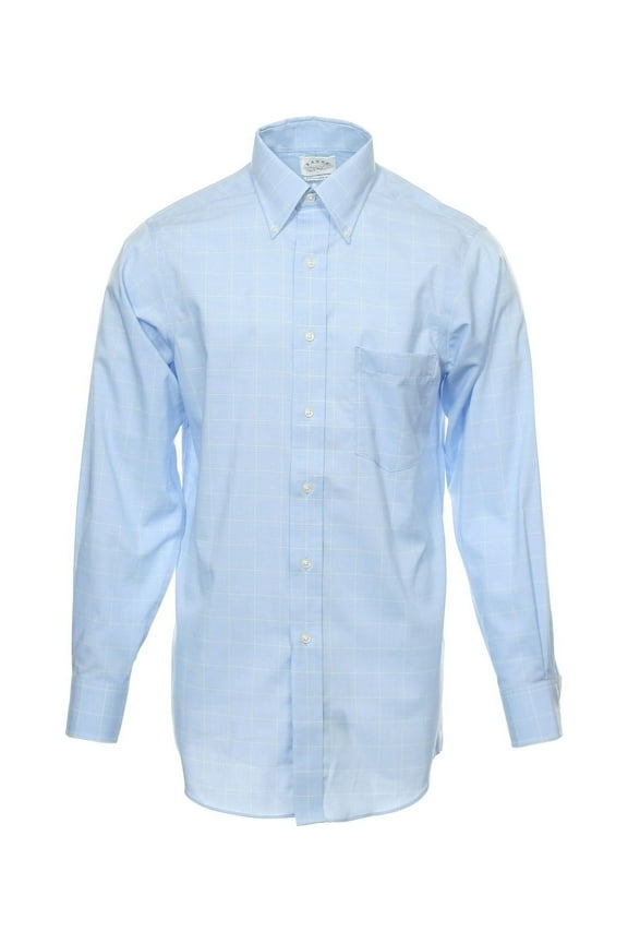 Blue Window Pane Button Down Shirt Sport , Size 14.5-32_33