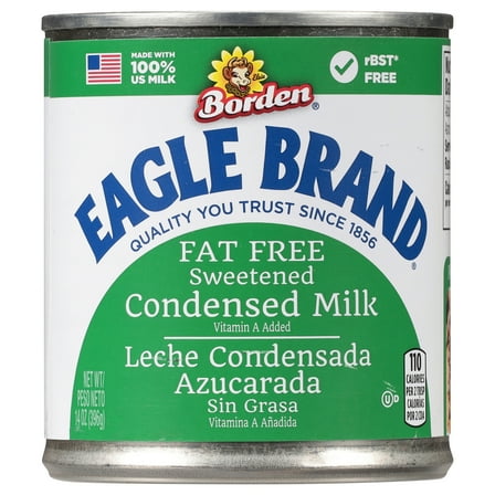 Eagle Brand Fat Free Sweetened Condensed Milk, 100% US Milk, Gluten Free, 14 fl oz Can
