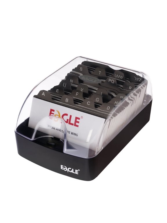 Business Card Holder Box, 350 Capacity, Clear Cover with Alphabetic Index, 1-Pack
