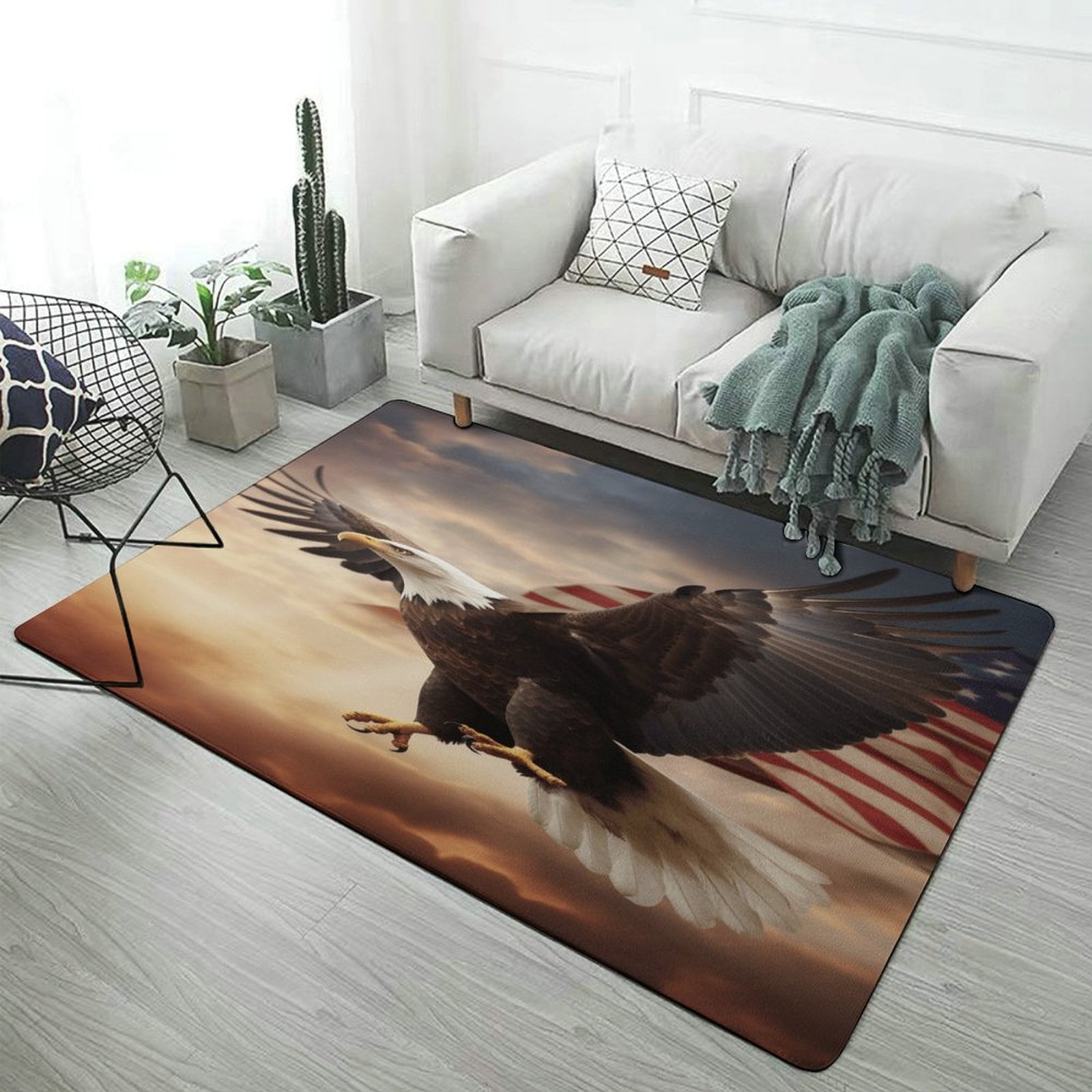 Eagle Red Pattern Print Floor Mat