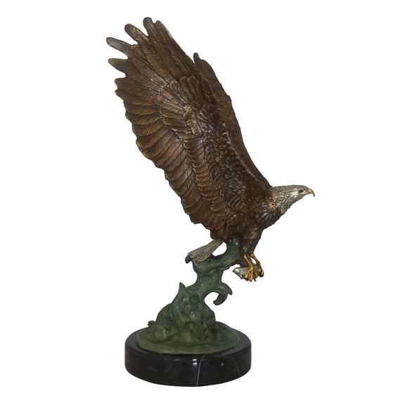Nifao Eagle Catching His Prey from Water Bronze Statue, Home Decor Sculpture, 14"L x 13"W x 26"H
