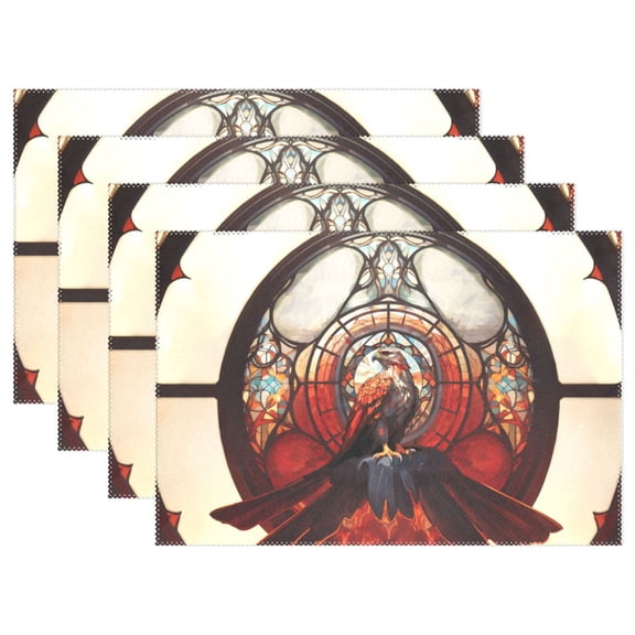 Eagle Church Window 12×18 inch Placemats Heat Resistant Washable Foldable Rectangular Placemats Set Decoration Indoor Outdoor for Kitchen Dining Table 4PCs