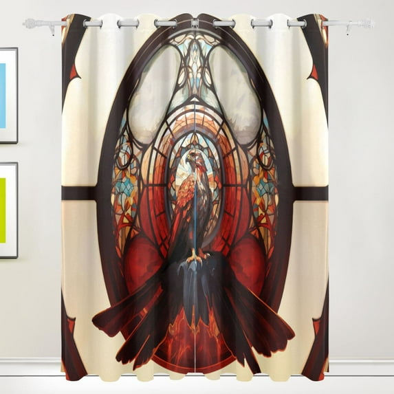 Eagle Church Window Black Out Curtains 72 Inch Length Curtains for Sliding Glass Doors Bedroom Living Room 2 Pack