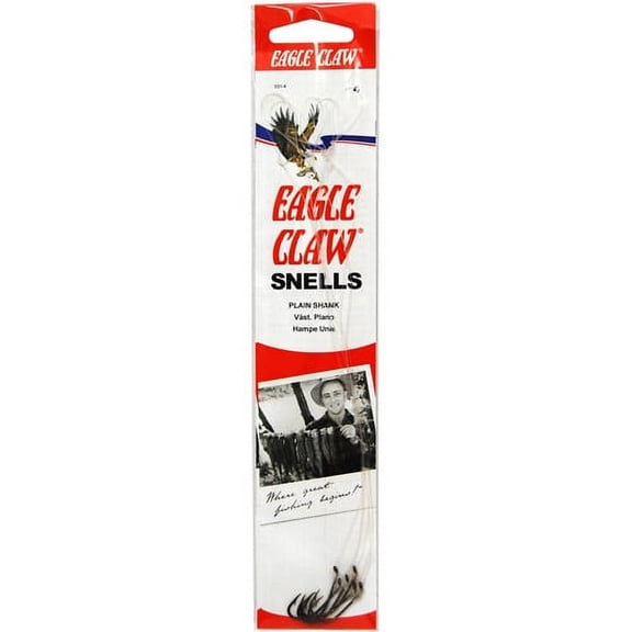 Eagle Claw 031H-8 Plain Shank Snell Fish Hook, Size 8