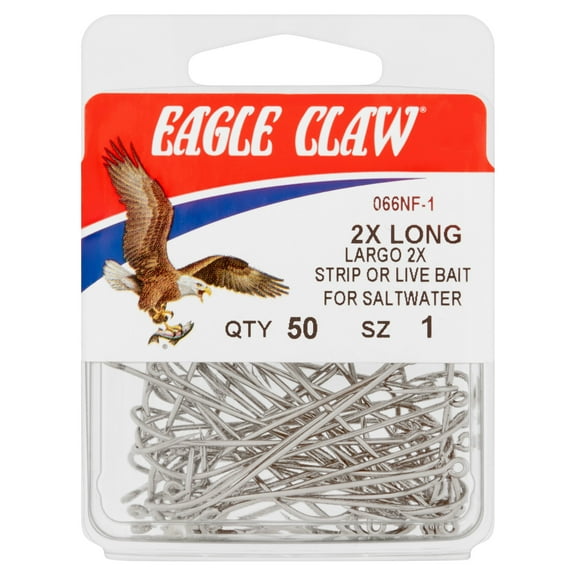 Eagle Claw 066NFH-1 Size 1 Fish Hooks, 50 Count