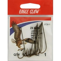 Eagle Claw 072A-1 2X Long Shank Offset Hook, Bronze, Size 1, 10 Pack