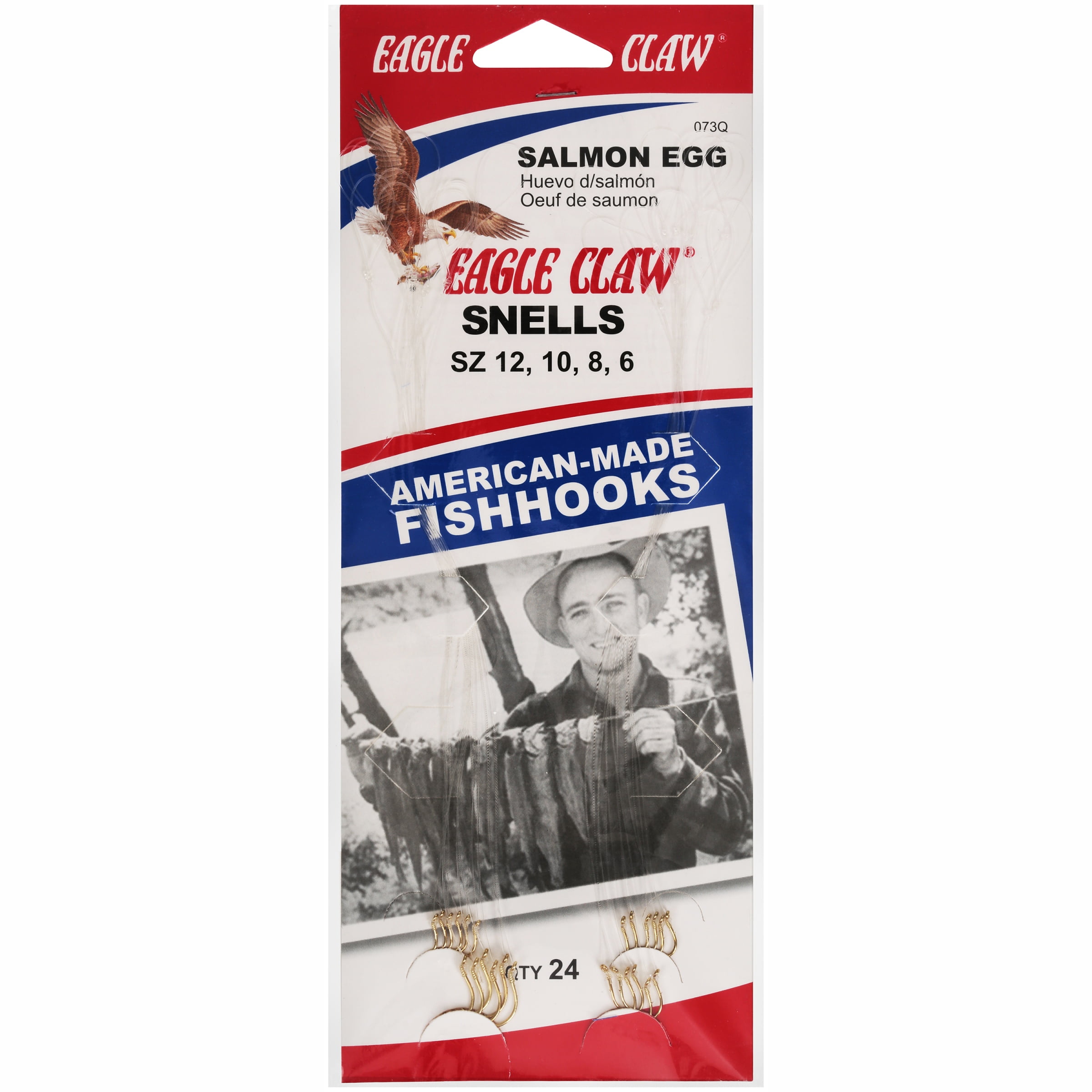 4 Packs Eagle Claw Snell Style 031 Size 4 Snelled Hooks 24 Hooks