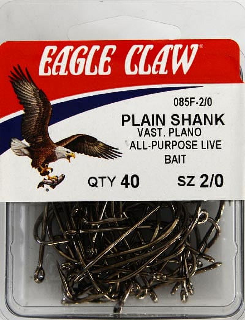 Eagle Claw 085FH-3/0 Plain Shank Offset Hook, Nickel, Size 3/0, 40 Pack 