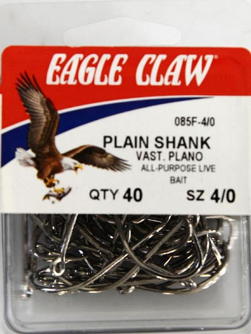 Eagle Claw Ringed Eye Offset Plain Shank, Nickel, Size 4/0, 40 Pack