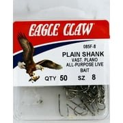 Eagle Claw 085FH-8 Plain Shank Offset Hook, Nickel, Size 8