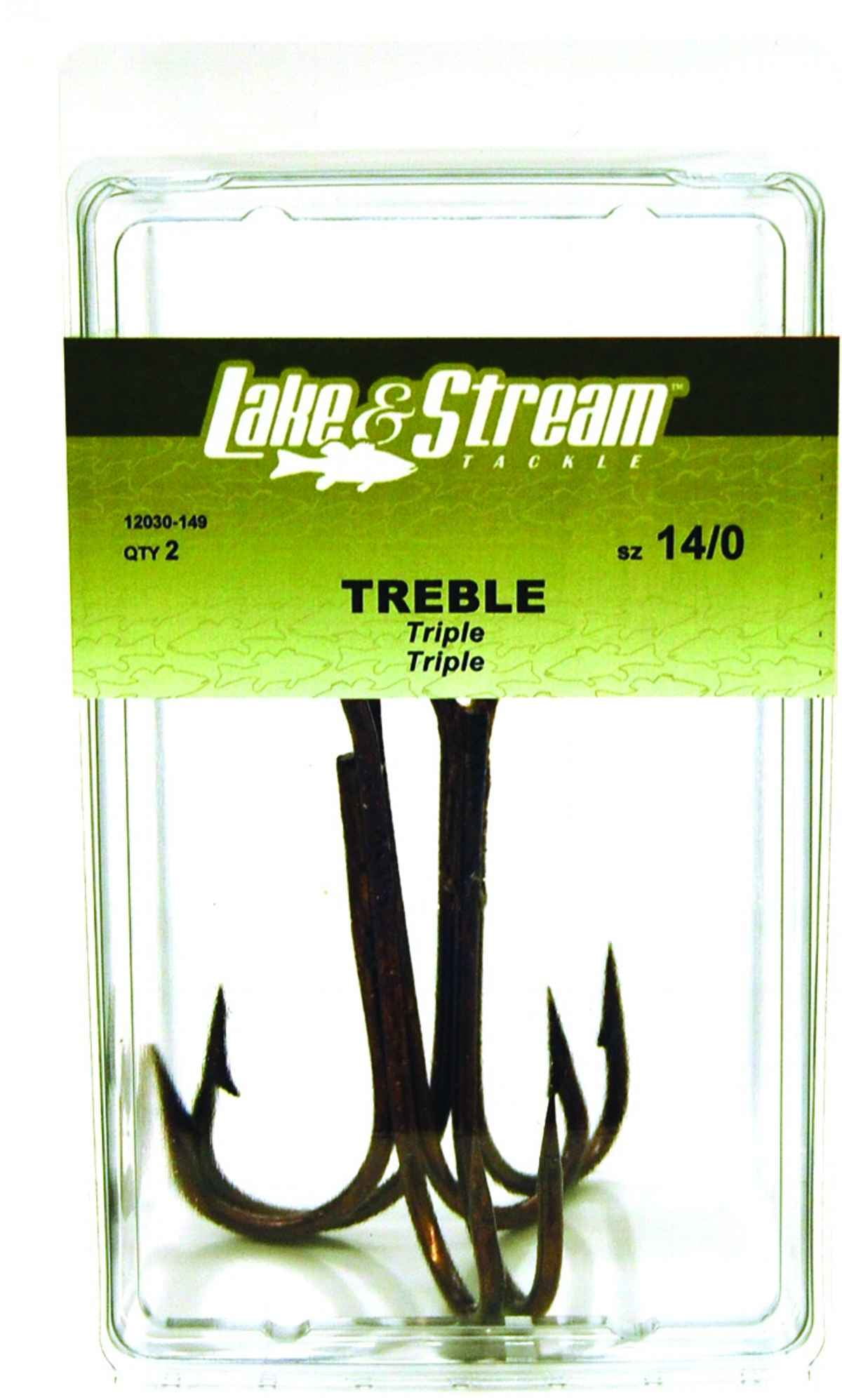 Eagle Claw 12030-149 Lake & Stream Treble Hook, Size 14/0, Bronze
