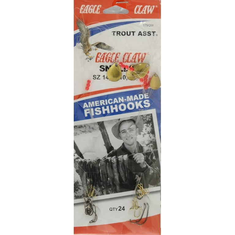 Eagle Claw 179QH Snelled Hook Trout Assortment, Bronze, 24 Piece