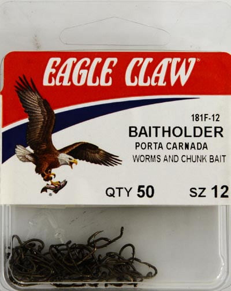 Eagle Claw 181FH-12 Baitholder Hook, Bronze, Size 12, 50 Pack