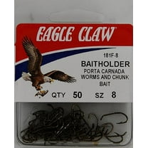 Eagle Claw 181FH-8 Baitholder Down Eye 2-Slice Offset Hook, Bronze, size8