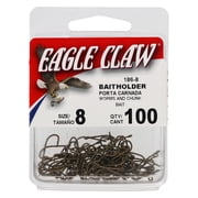 Eagle Claw Straight Eye Offset Baitholder Hook, 100pk, Bronze, Size 8