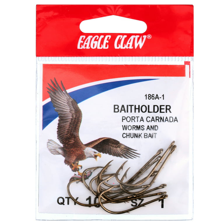 Eagle Claw 186AH-1 Baitholder 2-Slice Offset Hook, Bronze, Size 1