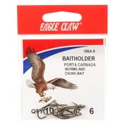 Eagle Claw 186AH-6 Baitholder 2-Slice Offset Hook, Bronze, Size 6