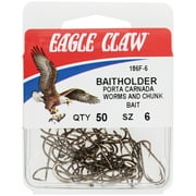 Eagle Claw 186FH-6 Baitholder Size 6 Fishhooks 50 Pack