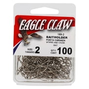 Eagle Claw Straight Eye Offset Baitholder Hook, 100pk, Nickel, Size 2