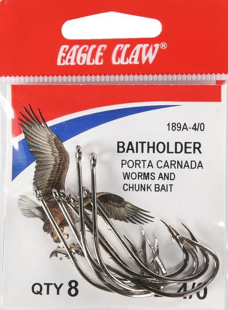 Eagle Claw 189AH-3/0 Baitholder 2-Slice Offset Hook, Nickel, Size 3/0, 8  Pack 