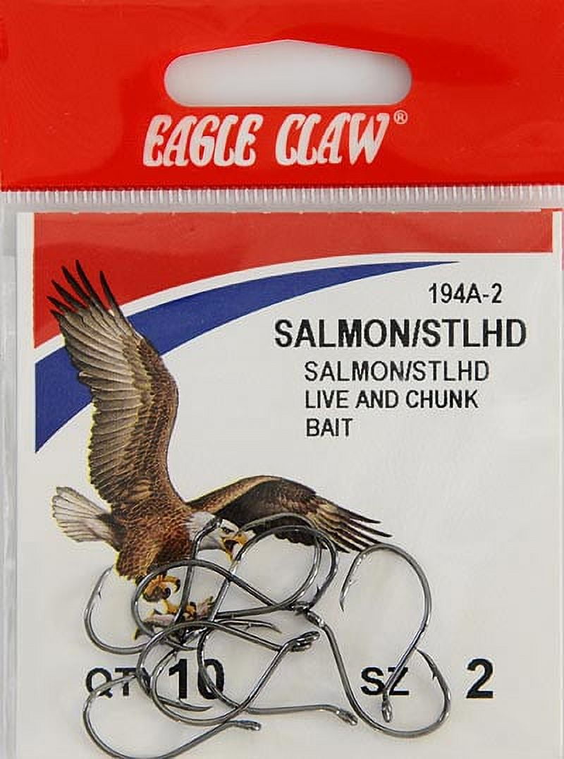 Eagle Claw 194AH-2 Salmon/Steelhead Hook, Black, Size 2, 10 Pack