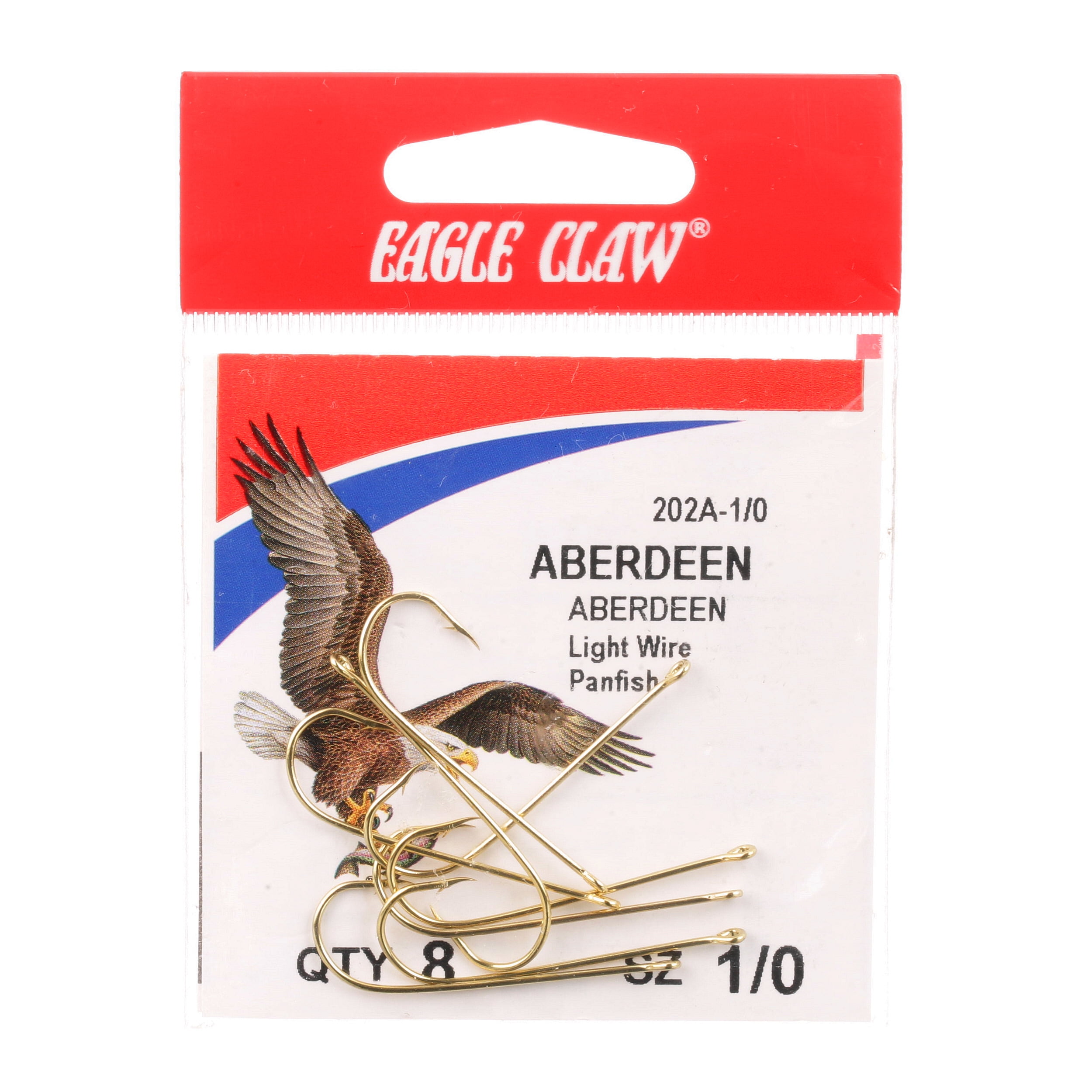 Eagle Claw 202AH-8 Aberdeen Hook, Gold, Size 8, 10 Pack 