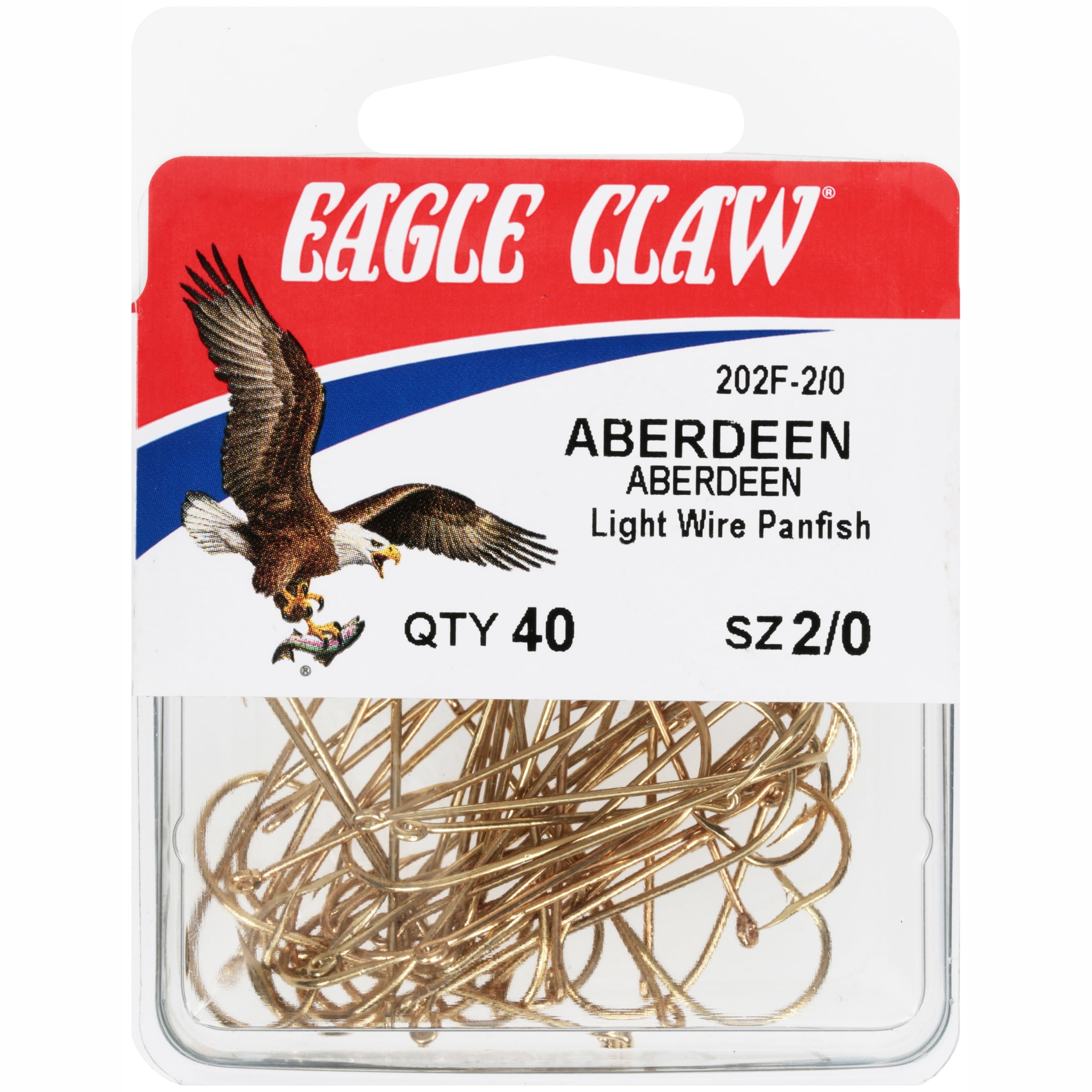 Eagle Claw 202FH-1/0 Light Wire Panfish Aberdeen Hook, Size 1/0