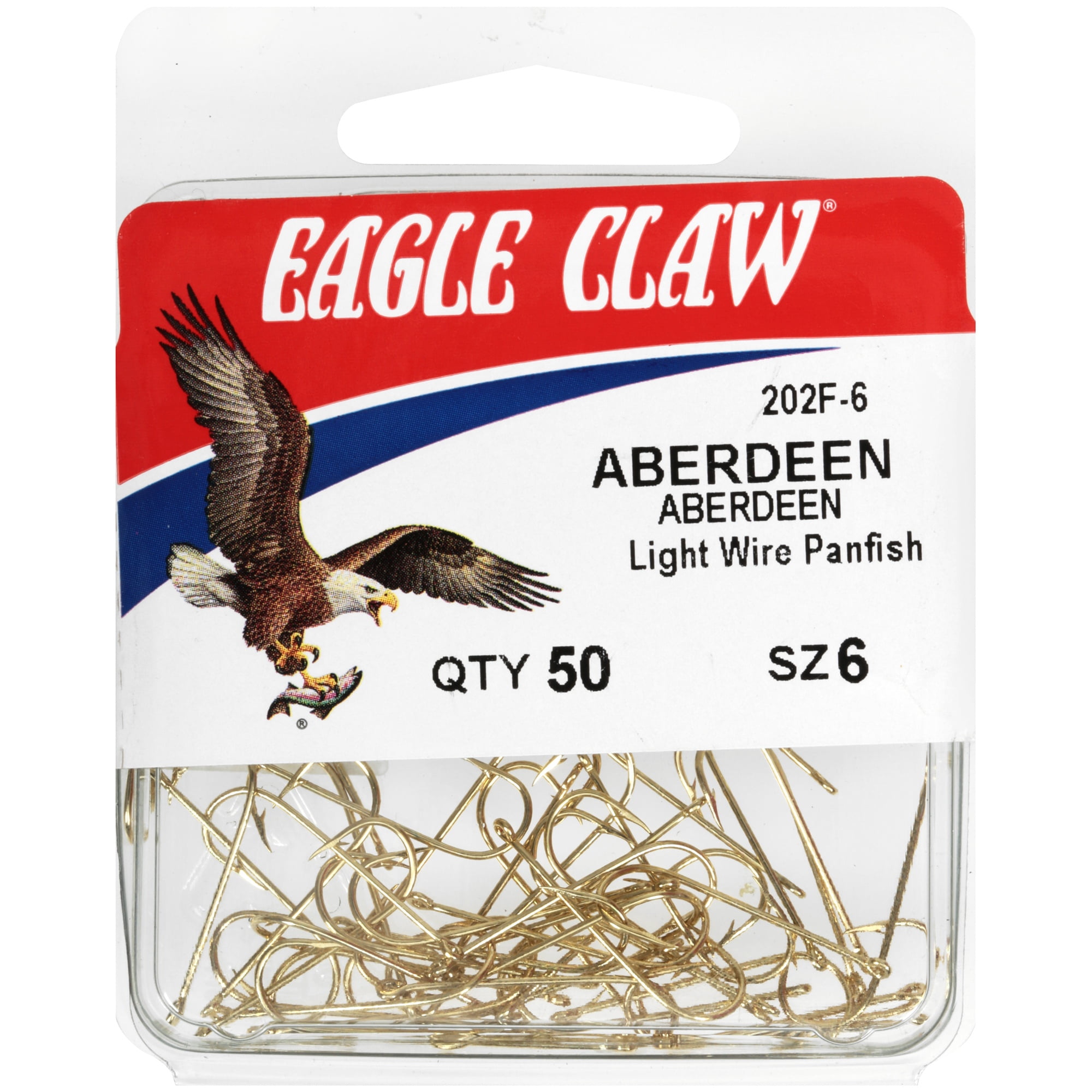 Eagle Claw 202FH-2 Aberdeen Hook, Gold, Size 2 