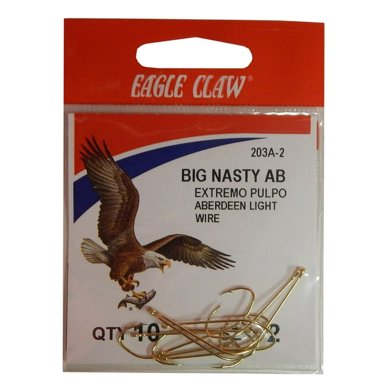 Eagle Claw 203AH-2 Aberdeen Light Wire Hook, Gold, Size 2, 10 Pack 