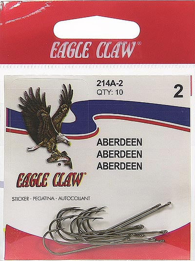 Eagle Claw 214AH-2 Aberdeen Light Wire Non-Offset Hook, Bronze, Size 2, 10  Pack 