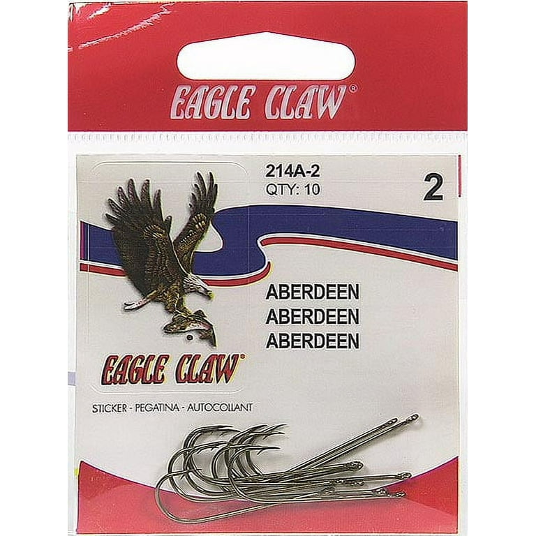 Eagle Claw 214AH-2 Aberdeen Light Wire Non-Offset Hook, Bronze, Size 2, 10  Pack
