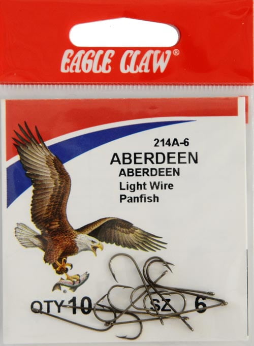 Eagle Claw 214AH-6 Aberdeen Light Wire Non-Offset Hook, Bronze