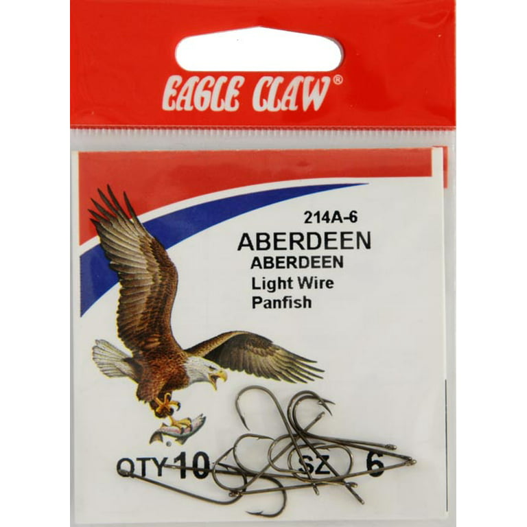 Eagle Claw 214AH-6 Aberdeen Light Wire Non-Offset Hook, Bronze, Size 6