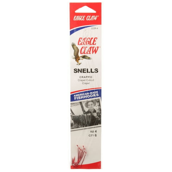 Eagle Claw 222RKW-4 Crappie Aberdeen Rotating Hook, Red, Size 4 Hook