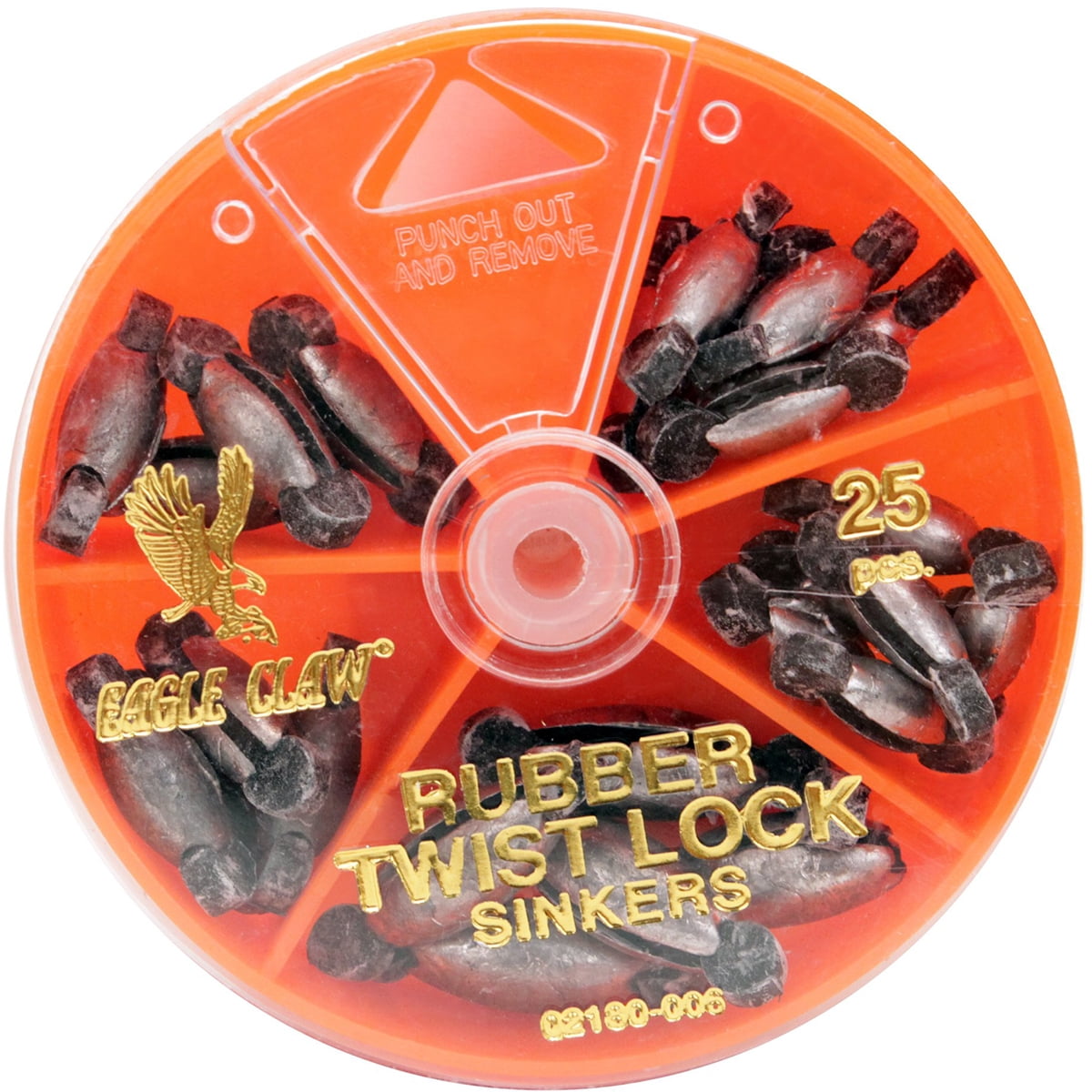 Eagle Claw 25 Pcs Rubber Core Lead Fishing Sinkers, 1 oz