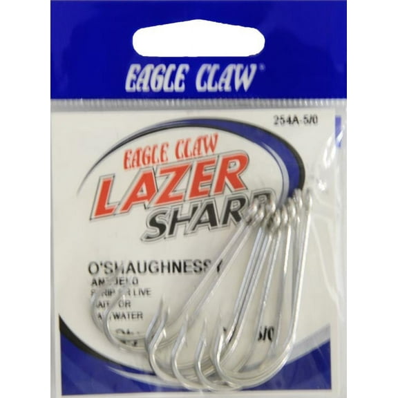 Eagle Claw 254AH-5/0 O'Shaughnessy Hook, Sea Guard, Barbless, Size 5/0