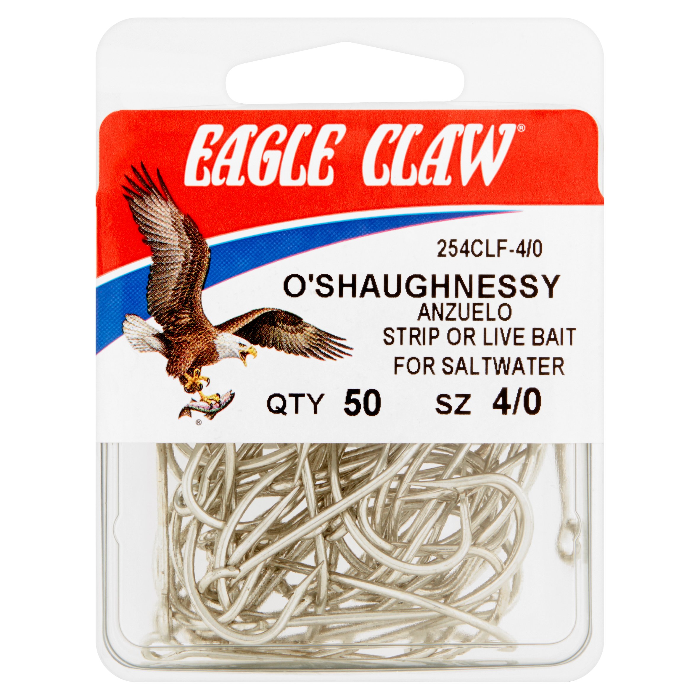 Eagle Claw 254CLF3-4/0 O'Shaughnessy Fish Hook, Size 4, 50 Pack - image 1 of 2