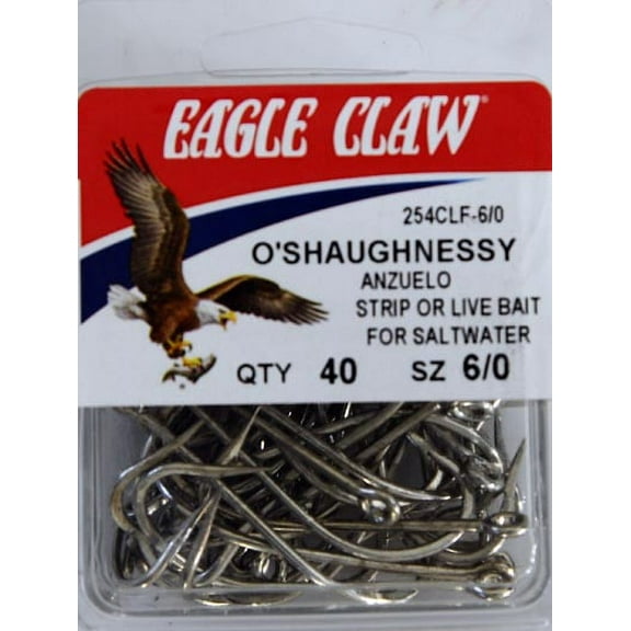 Eagle Claw 254CLF3-6/0 O'Shaughnessy Hook, Sea Guard, Size 6/0