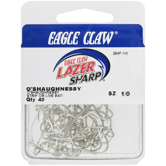 Eagle Claw 254FH-1/0 O'Shaughnessy Hook,Sea Guard, Size 1/0