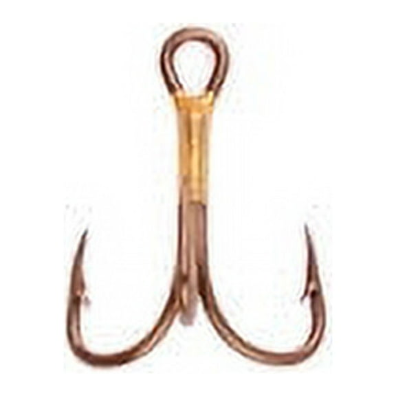 Eagle Claw 374AH-2 2X Treble Regular Shank Curved Point Hook, Bronze, Size 2