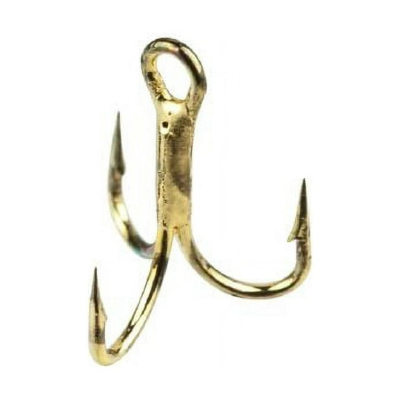 Eagle Claw 2x Double and Treble Hook,Curved Point,Regular Shank,Gold,T-Pack Hook